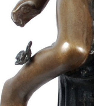 Cupid Sitting on Column Statue Lost Wax Bronze 17H - Museumize.com