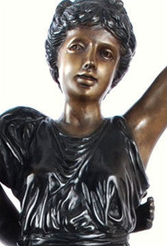 Ladies with Tambourine L'Allegro Statue Lost Wax Bronze Metal 34H - Museumize.com