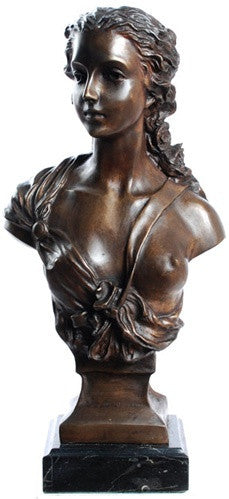 Museumize:Maiden Bust Statue, Lost Wax Bronze - 7894