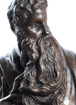 Moses with Ten Commandments Statue by Michelangelo Lost Wax Bronze Metal 16H - Museumize.com