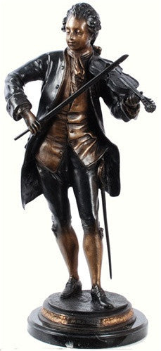 Mozart Playing the Violin Statue Lost Bronze Metal