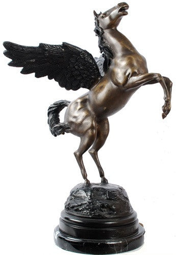 Museumize:Pegasus Rearing with Wings Horse Statue, Lost Wax Bronze 24H - 7941