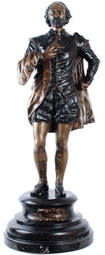 Shakespeare Standing Statue Lost Wax Bronze Metal 37H - Museumize.com