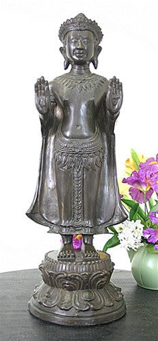 Standing Bodhissatva Bronze Metal Statue 22H - Museumize.com