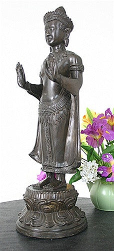 Standing Bodhissatva Bronze Metal Statue 22H - Museumize.com