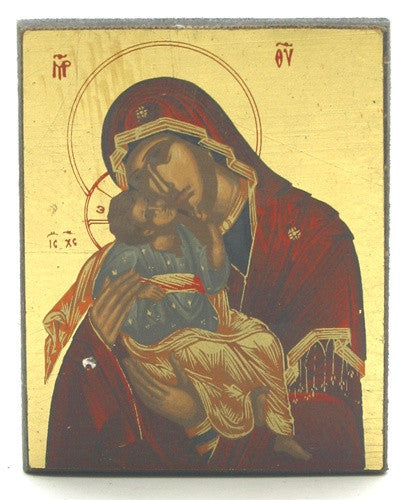 Our Lady of Vladimir Mary Holding Baby Jesus Icon 2.75H - Museumize.com