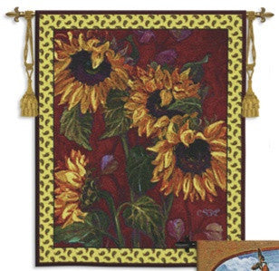 French Sunflowers II Botanical Floral Still Life Woven Wall Tapestry - Museumize.com