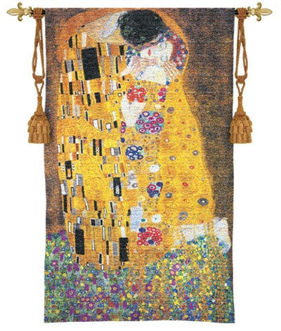 The Kiss by Klimt Tapestry Woven with Gold, Assorted Sizes - Museumize.com