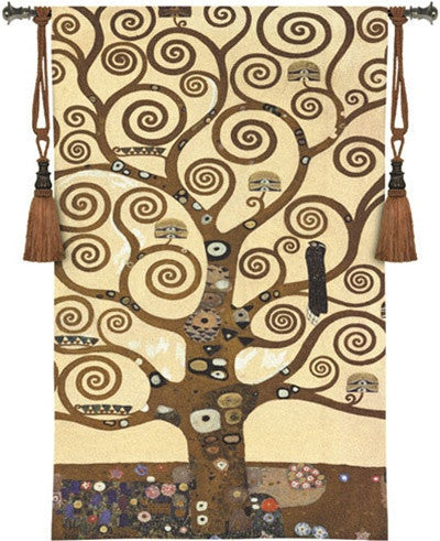 Tree of Life by Klimt Tapestry Woven with Gold Embellishments - Museumize.com